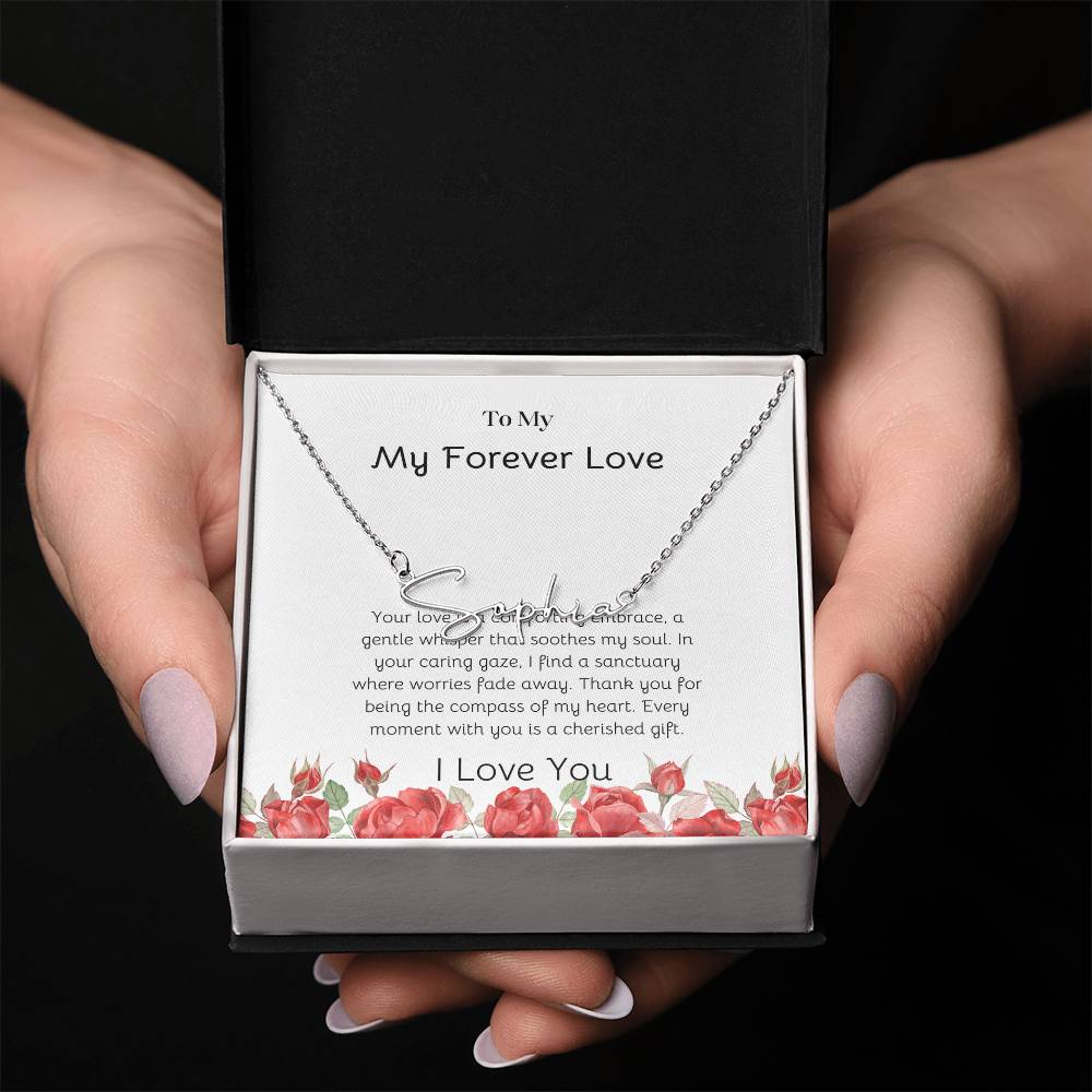 Signature Style Necklace for Her | Custom Name Pendant - SOUVMOUR