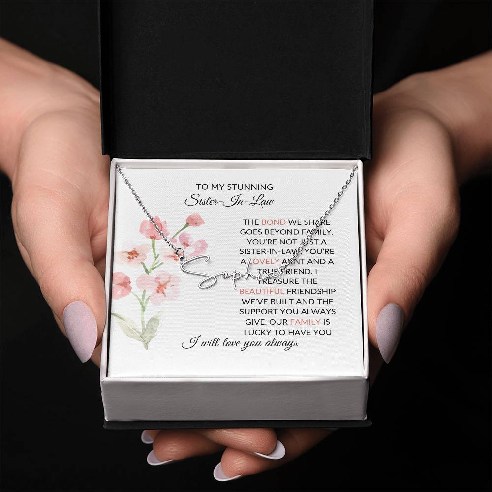To My Stunning Sister-in-law Signature Style Personalized Custom Name Necklace | Sister-in-Law Gift