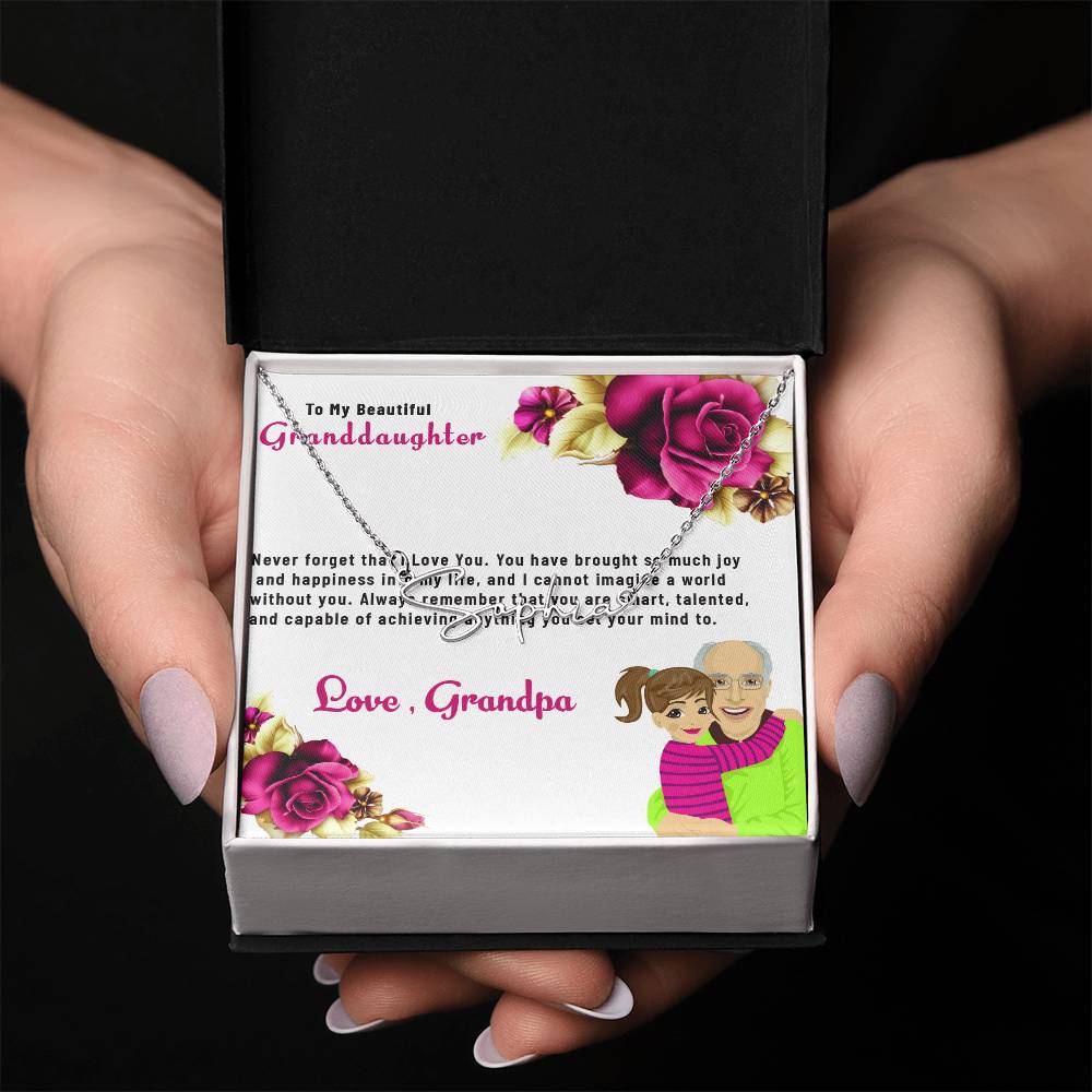 To My Beautiful Granddaughter Necklace | Signature Style Custom Name Necklace Gift from Grandpa