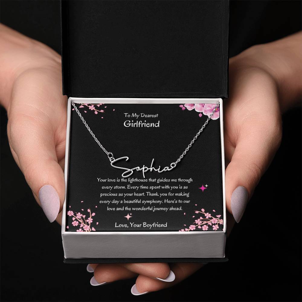 Signature Name Necklace for Her | Elegant Personalized Girlfriend Necklace - SOUVMOUR