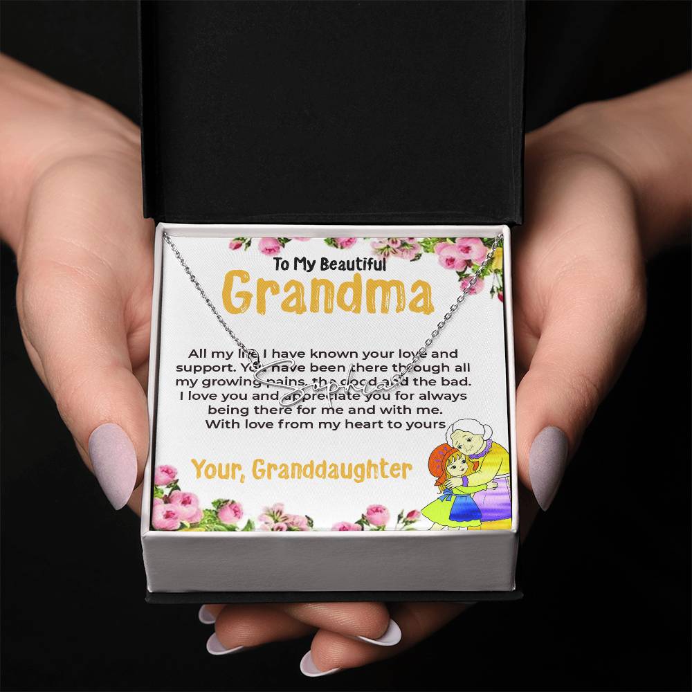 To My Beautiful Grandma | Signature Style Necklace Gift from Granddaughter | Gift for Grandma