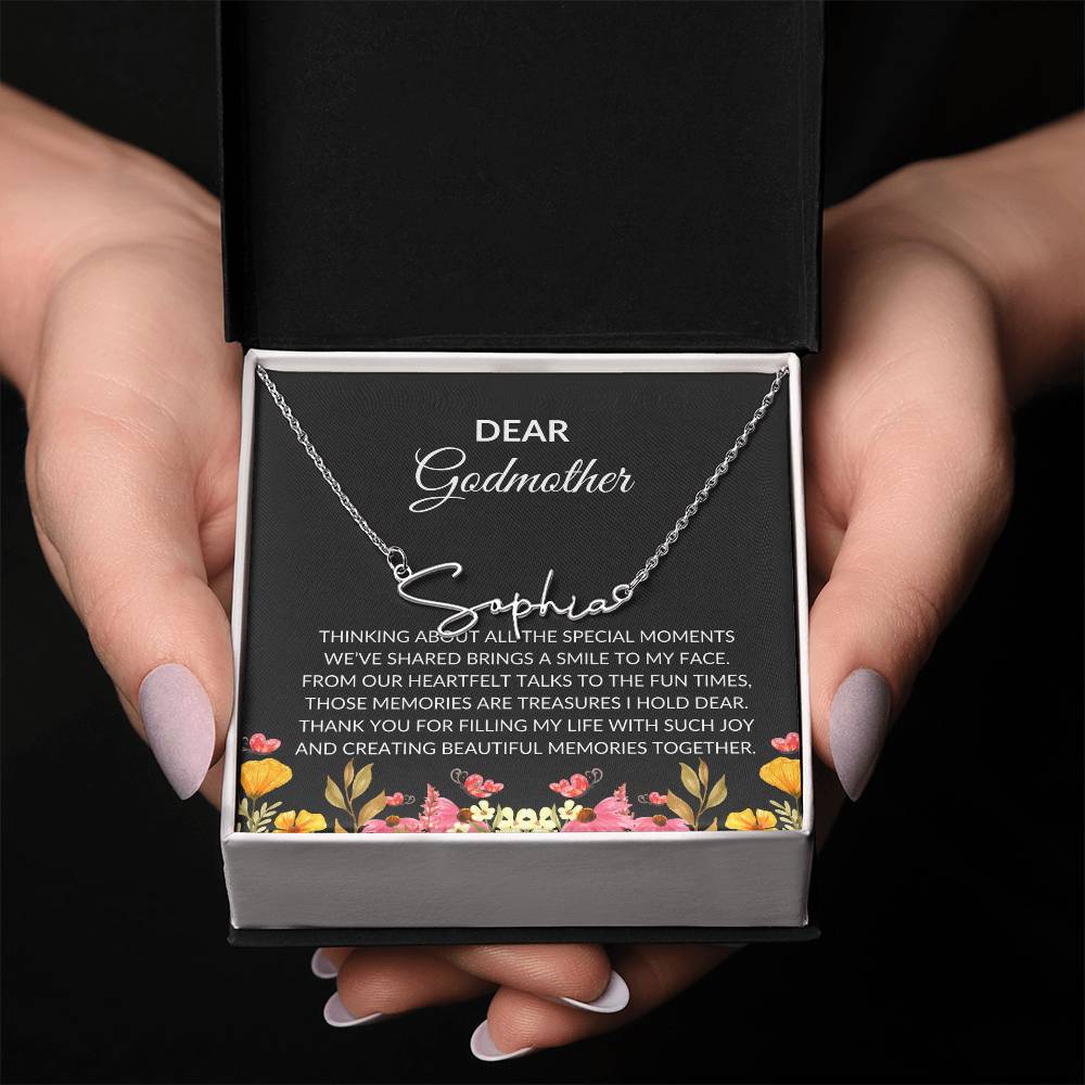Signature Name Necklace for Dear Godmother | A Unique and Personal Touch | Godmother Gift