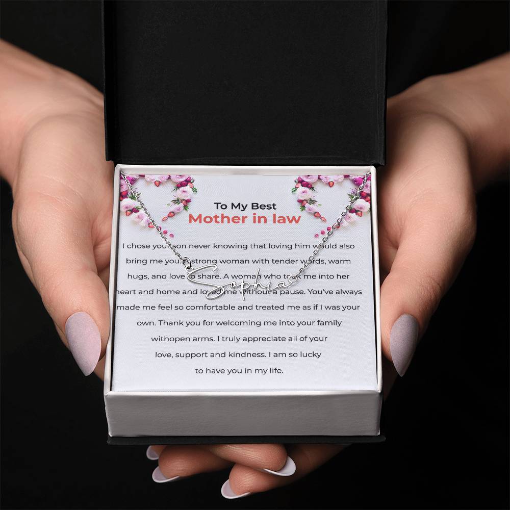 For the Best Mother-in-Law | Signature Style Custom Name Necklace with Loving Message