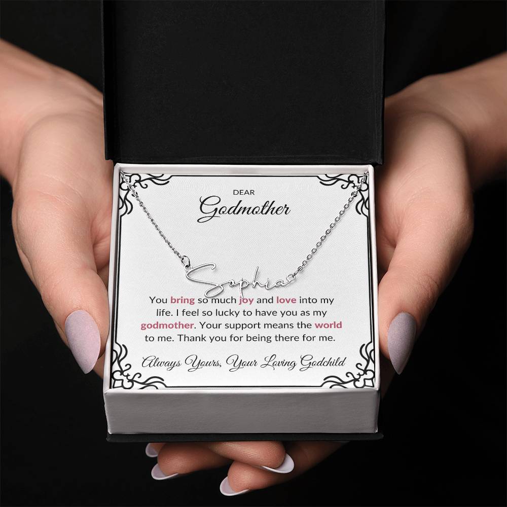Signature Name Necklace for Lovely Godmother | A Cherished Keepsake to Treasure | Godmother Gift