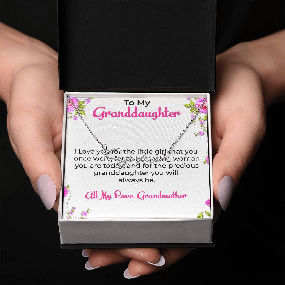 To My Special Granddaughter Necklace | Signature Style Custom Name Necklace Gift from Grandma