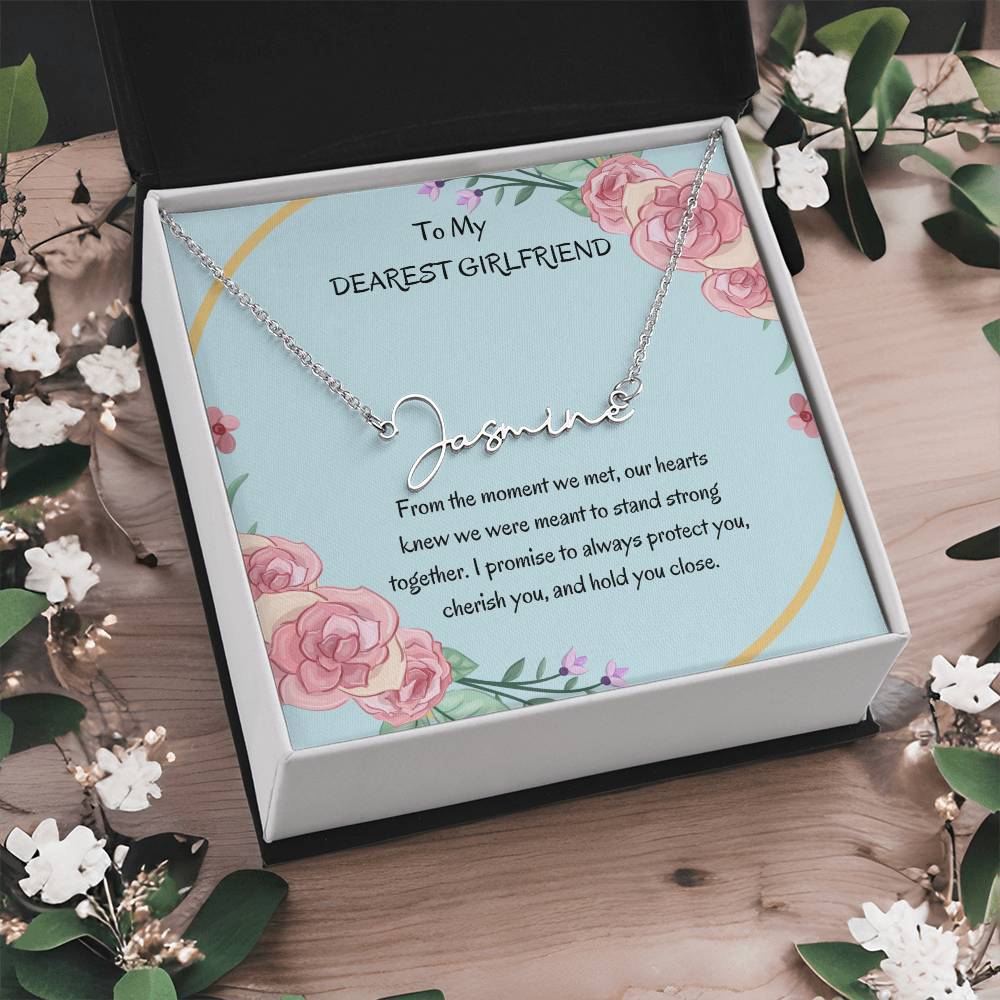 Custom Name Signature Style Necklace For Girlfriend | - SOUVMOUR