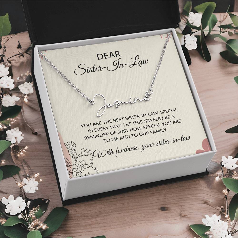 To My Dear Sister-in-law Gift Necklace | Signature Style Personalized Custom Name Necklace | Sister-in-Law Gift