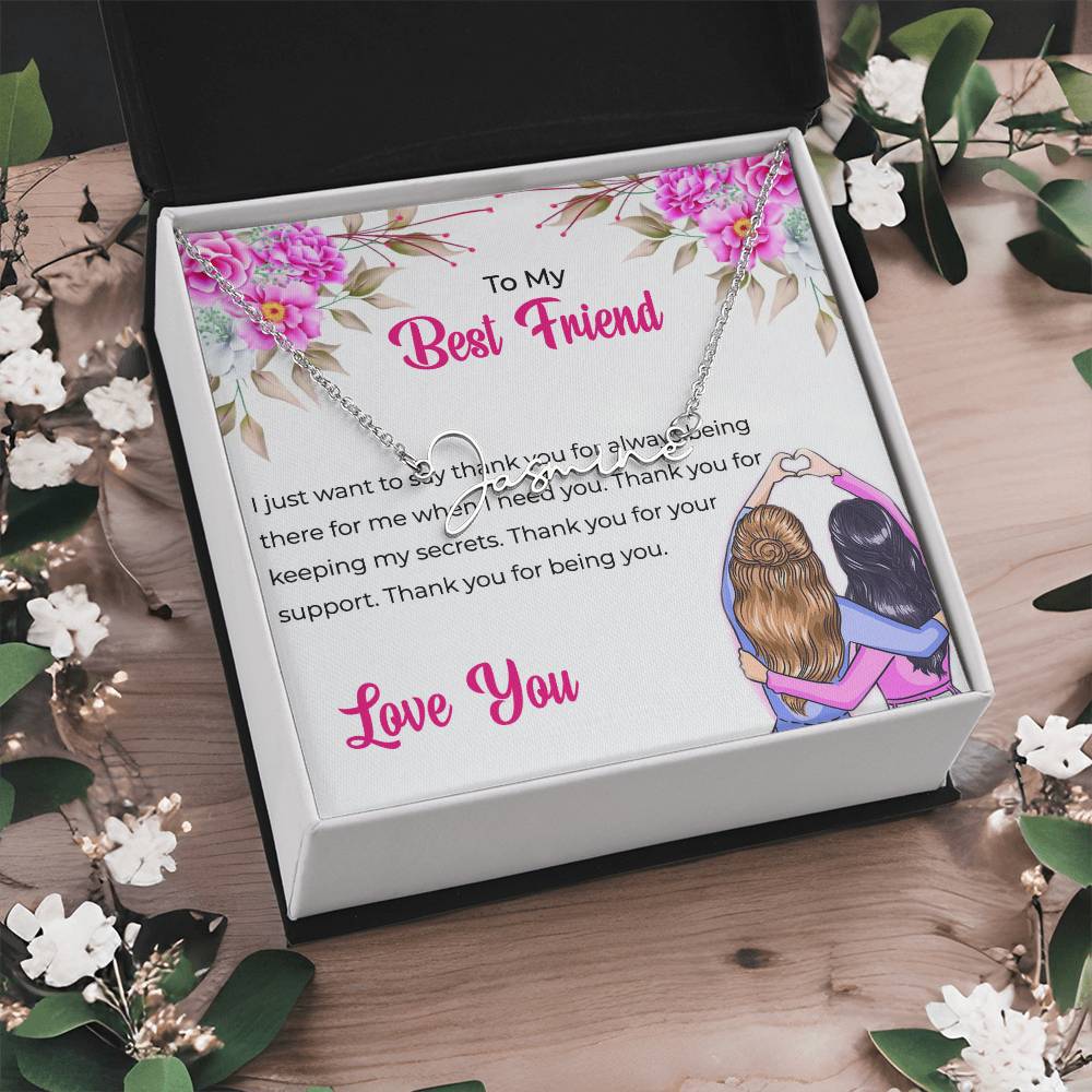Signature Style Custom Name Necklace | To My Lifetime Best Friend - Personalized Necklace | Friendship Gift