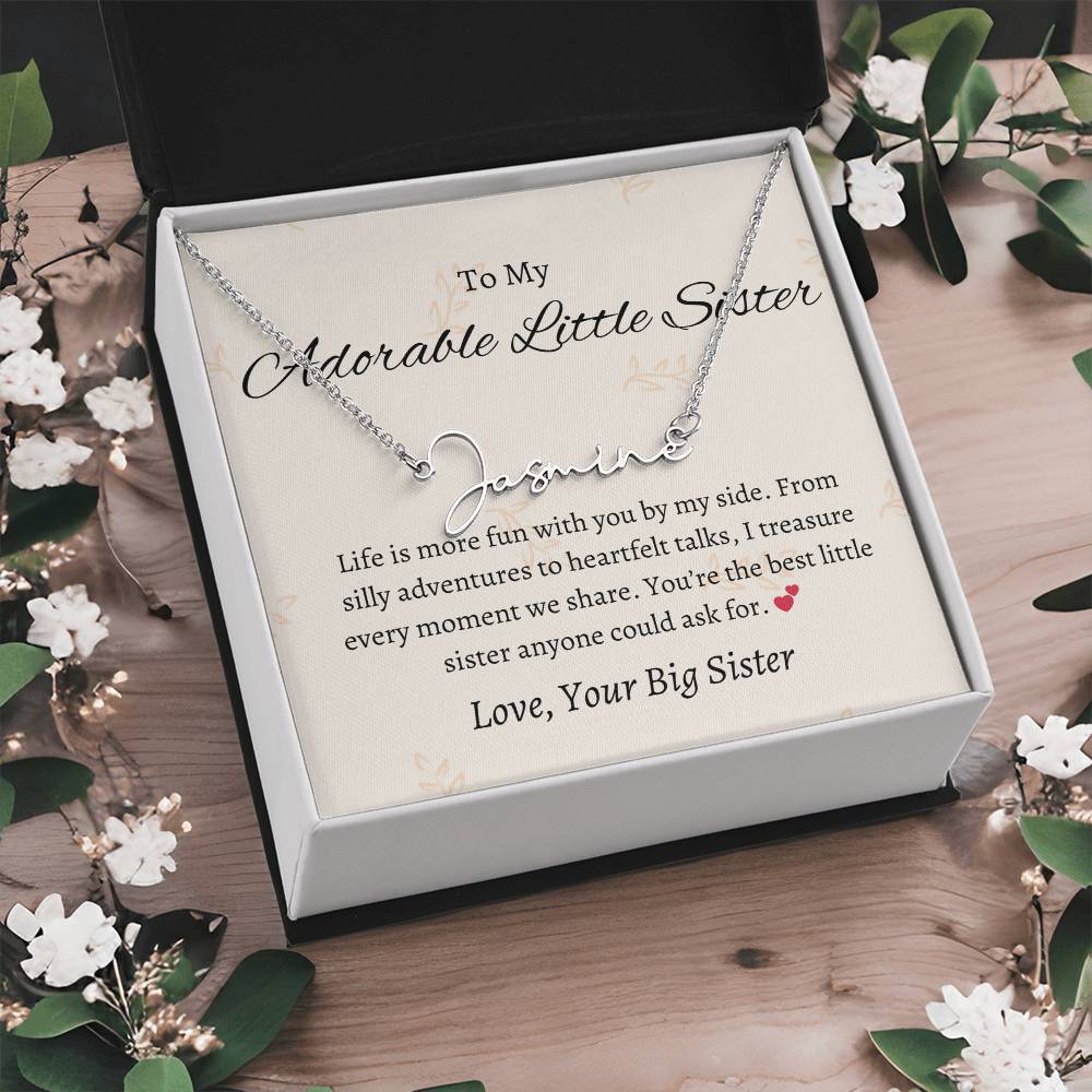 To My Adorable Sister Signature Style Custom Name Jewelry | Gift for Sister | Necklace Gift for Sister