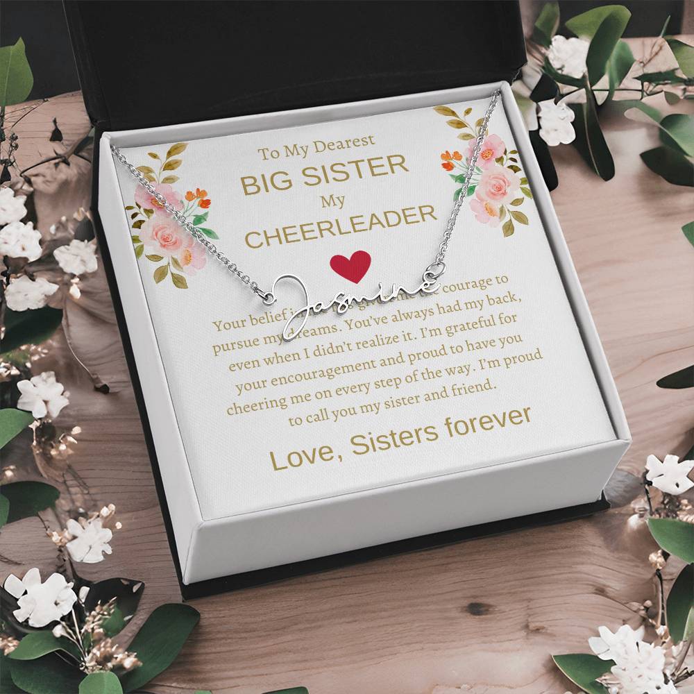 Dearest Big Sister Signature Name Necklace | Gift for Sister | Necklace Gift for Sister