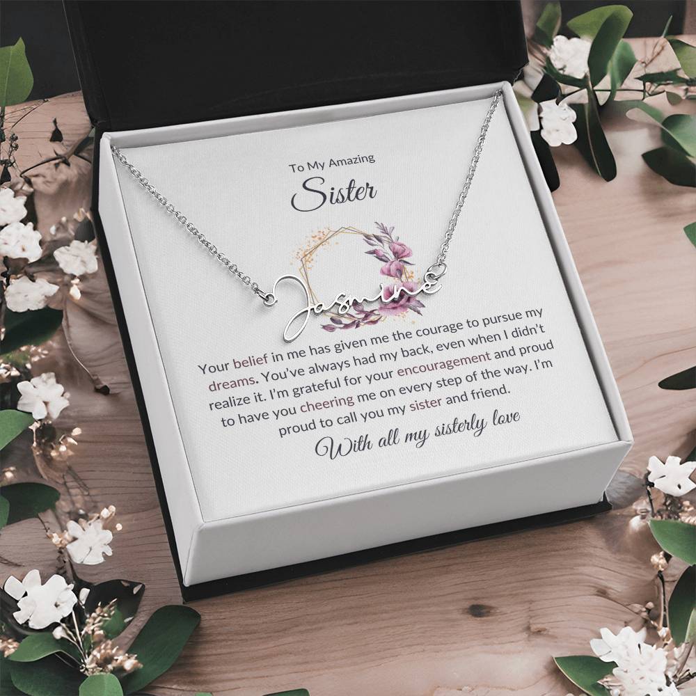 To My Amazing Sister Signature Style Custom Name Necklace | Gift for Sister | Necklace Gift for Sister