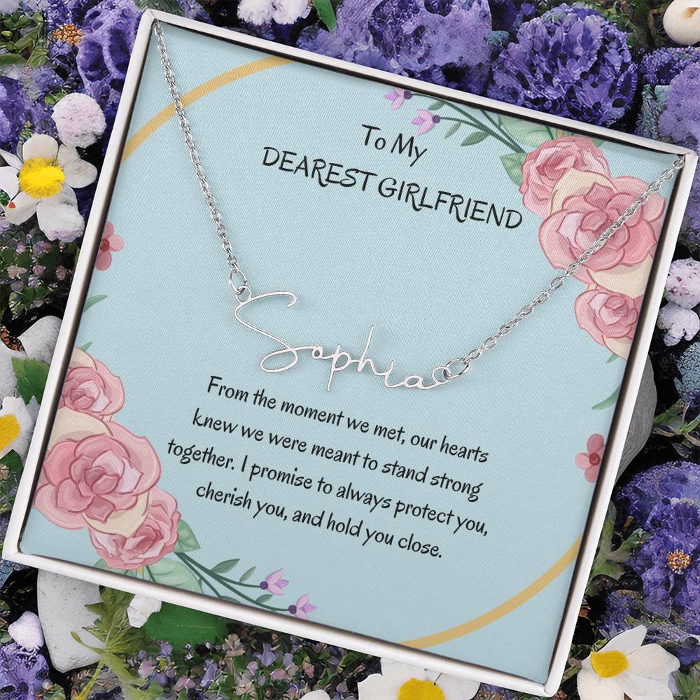 Custom Name Signature Style Necklace For Girlfriend | - SOUVMOUR