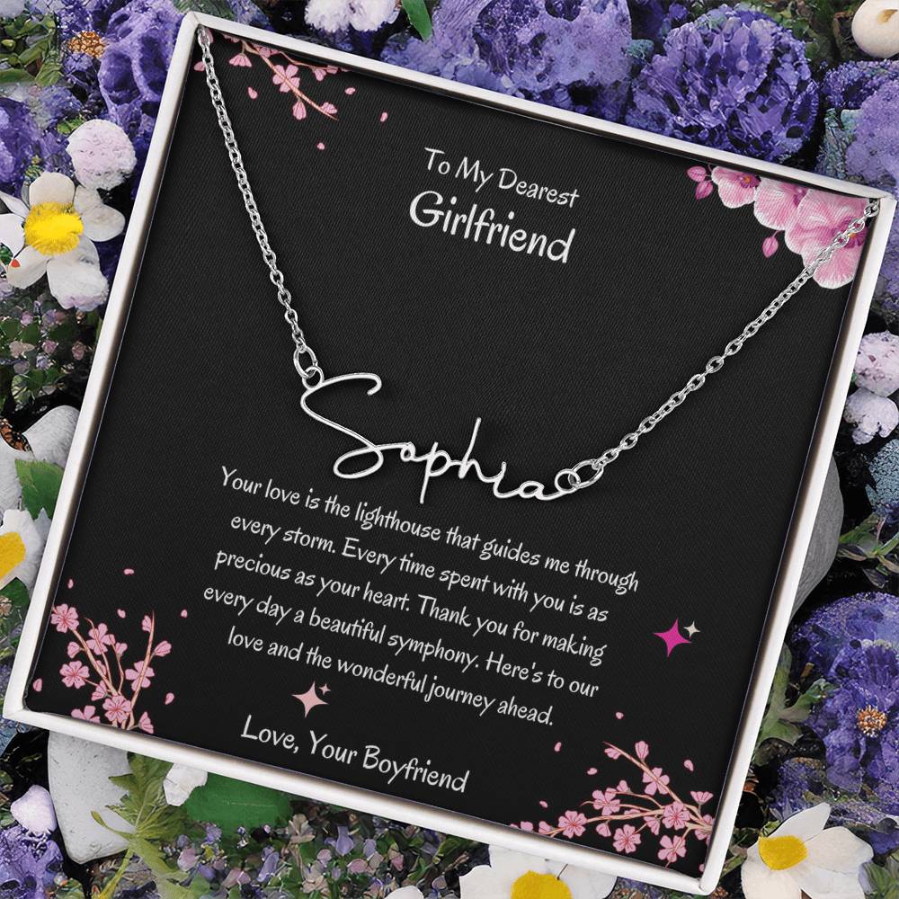 Signature Name Necklace for Her | Elegant Personalized Girlfriend Necklace - SOUVMOUR