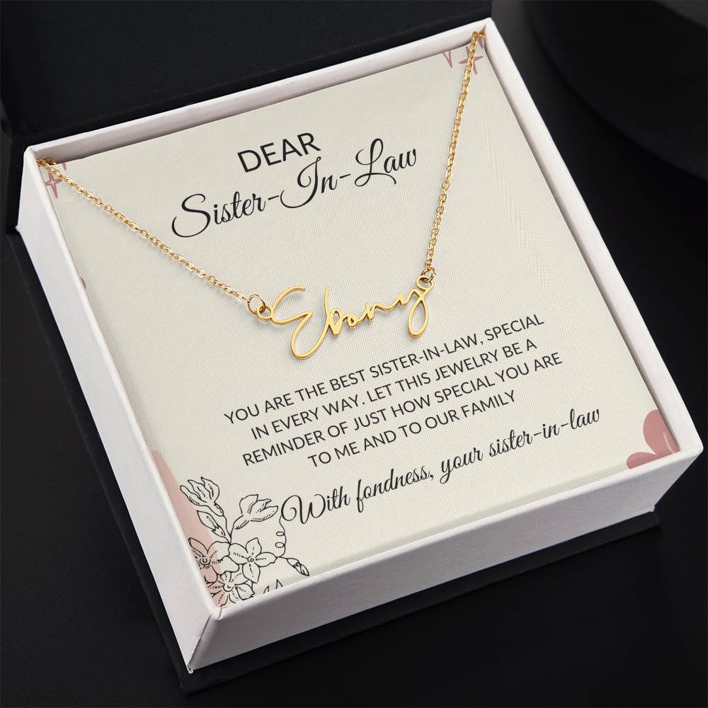 To My Dear Sister-in-law Gift Necklace | Signature Style Personalized Custom Name Necklace | Sister-in-Law Gift