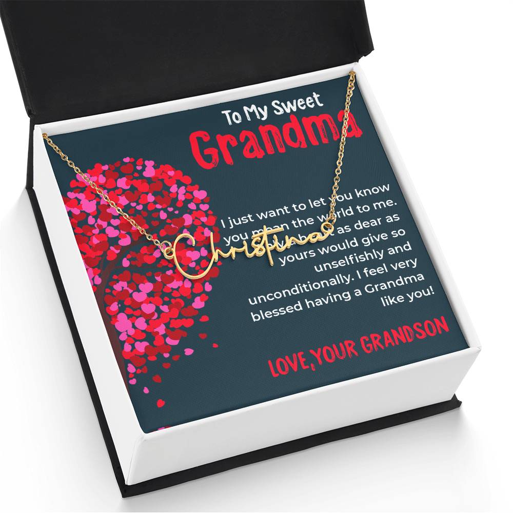 To My Sweet Grandma | Timeless Signature Style Necklace Gift from Grandson | Gift for Grandma