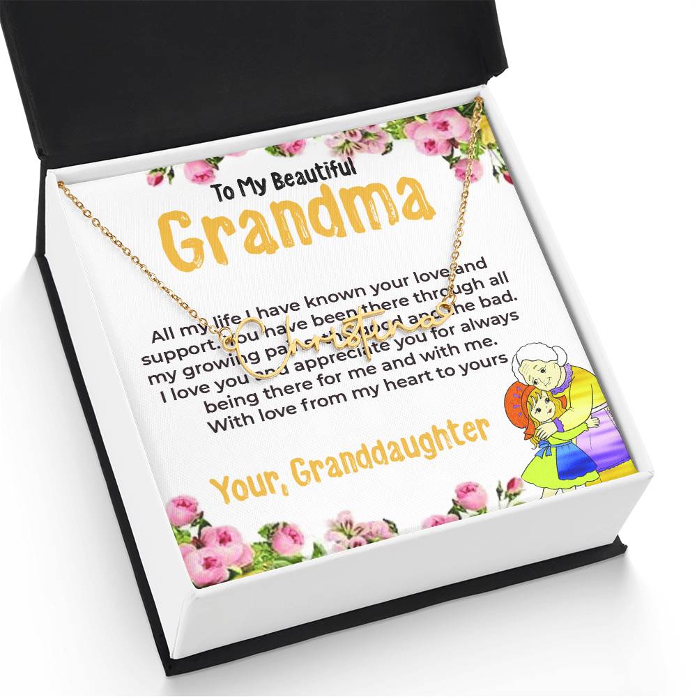 To My Beautiful Grandma | Signature Style Necklace Gift from Granddaughter | Gift for Grandma