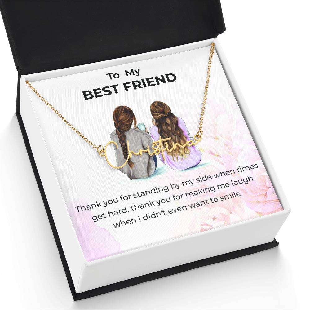 Signature Style Custom Name Necklace | To My Bestie Thank You - Personalized Necklace | Friendship Gift