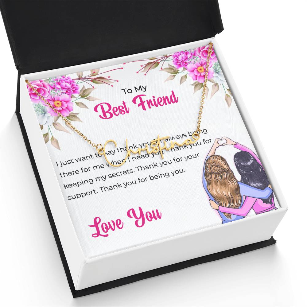 Signature Style Custom Name Necklace | To My Lifetime Best Friend - Personalized Necklace | Friendship Gift