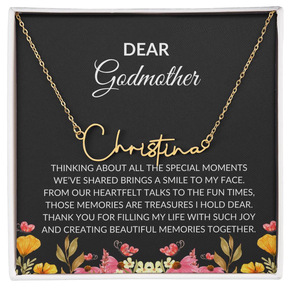 Signature Name Necklace for Dear Godmother | A Unique and Personal Touch | Godmother Gift