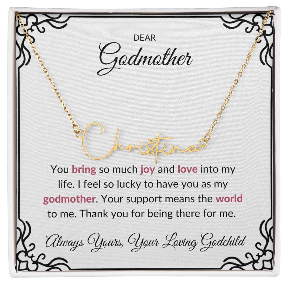Signature Name Necklace for Lovely Godmother | A Cherished Keepsake to Treasure | Godmother Gift