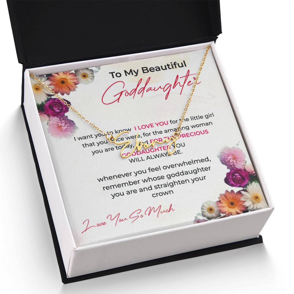 To My Beautiful Goddaughter | Stylish Custom Name Necklace with a Meaningful Message