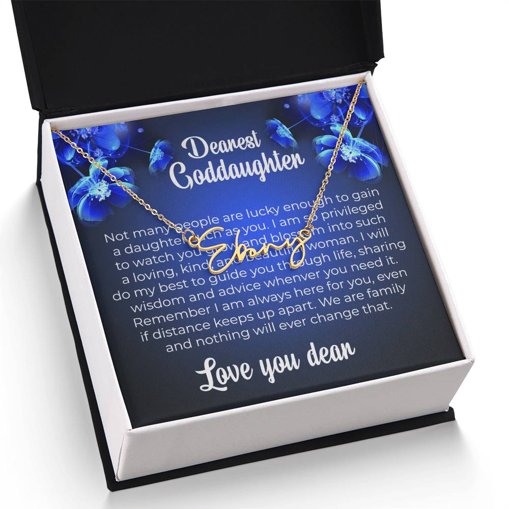 To My Dearest Goddaughter | Personalized Signature Necklace with a Thoughtful Card