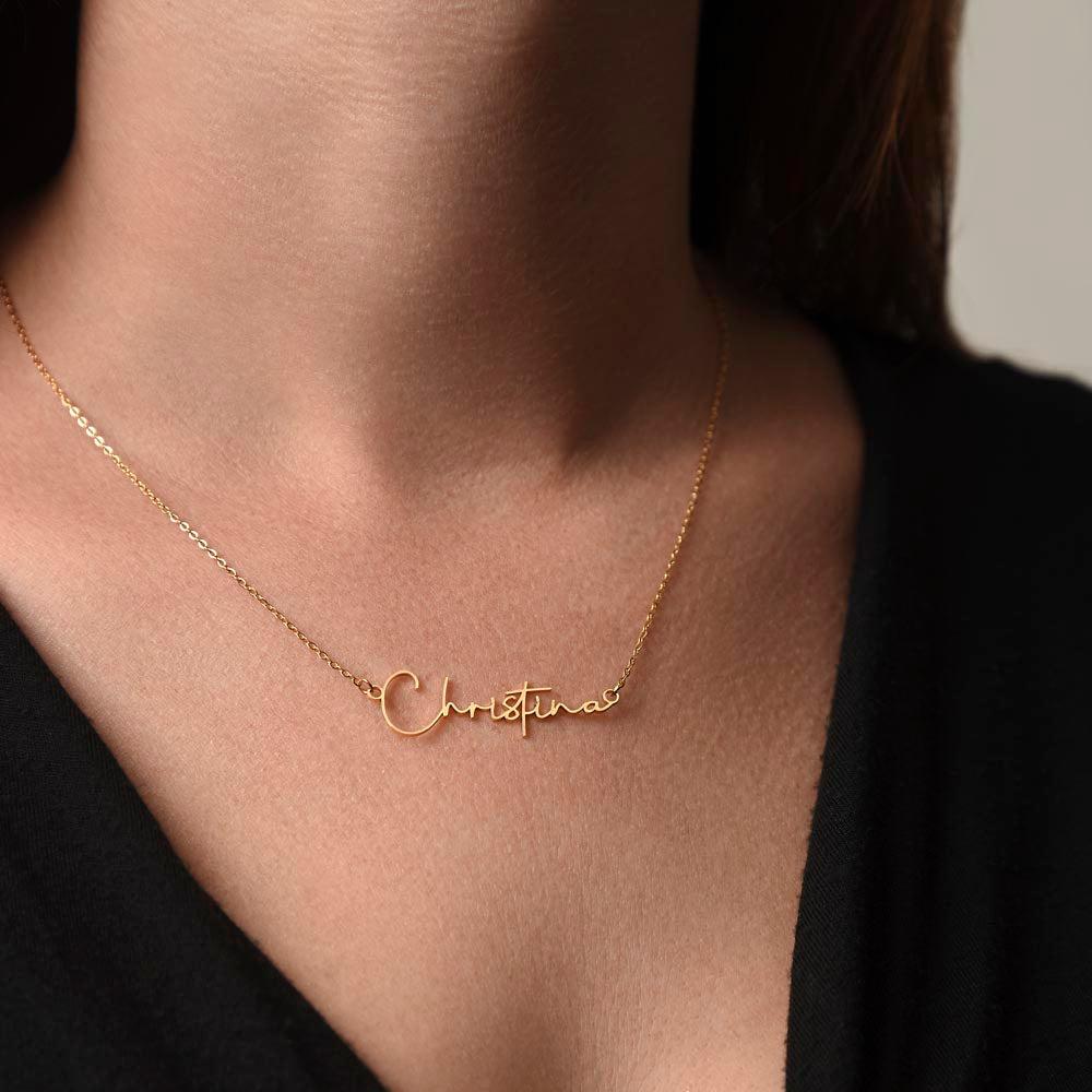 To My Cherished Mother-in-Law | Signature Style Personalized Name Necklace with Heartfelt Wishes