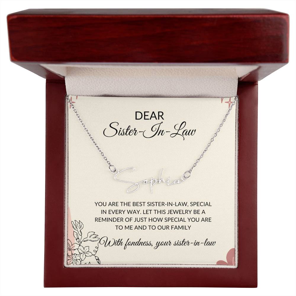 To My Dear Sister-in-law Gift Necklace | Signature Style Personalized Custom Name Necklace | Sister-in-Law Gift