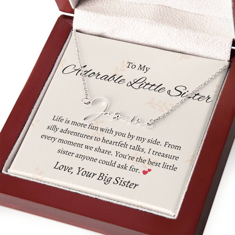 To My Adorable Sister Signature Style Custom Name Jewelry | Gift for Sister | Necklace Gift for Sister
