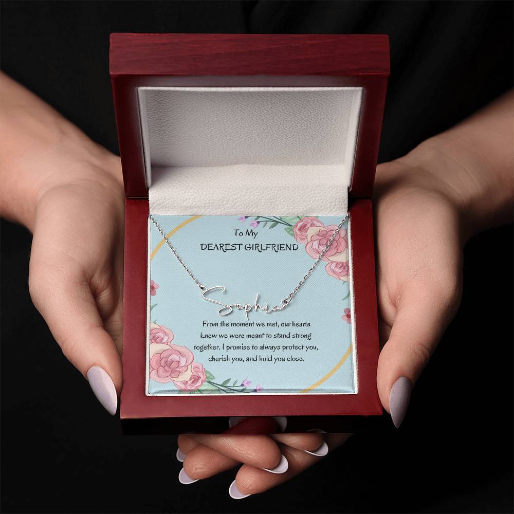 Custom Name Signature Style Necklace For Girlfriend | - SOUVMOUR