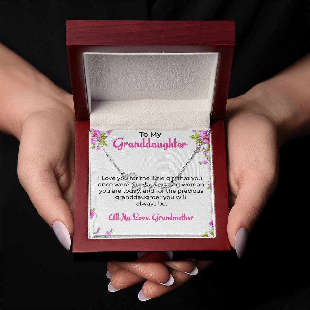 To My Special Granddaughter Necklace | Signature Style Custom Name Necklace Gift from Grandma