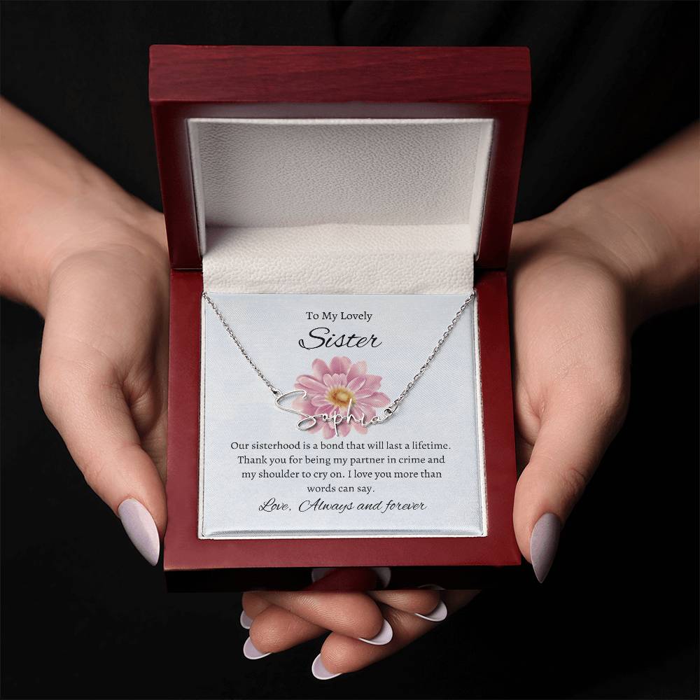 To My Lovely Sister Signature Style Custom Name Necklace | Gift for Sister | Necklace Gift for Sister