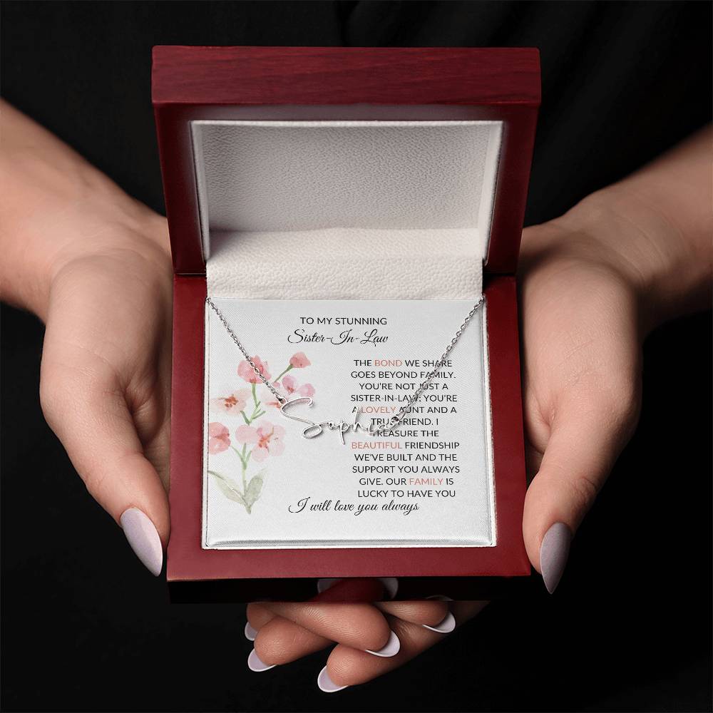 To My Stunning Sister-in-law Signature Style Personalized Custom Name Necklace | Sister-in-Law Gift