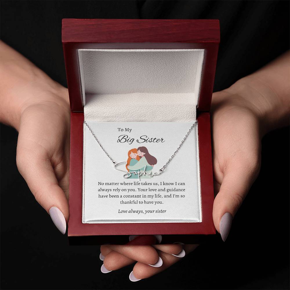 To My Big Sister's Heartfelt Signature Style Custom Name Necklace | Gift for Sister | Necklace Gift for Sister