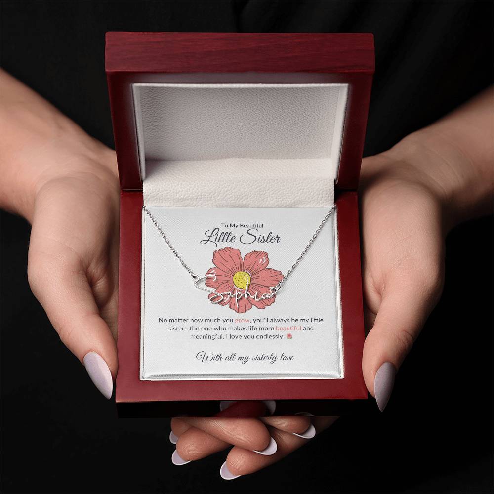 Beautiful Little Sister Signature Style Custom Name Necklace | Gift for Sister | Necklace Gift for Sister