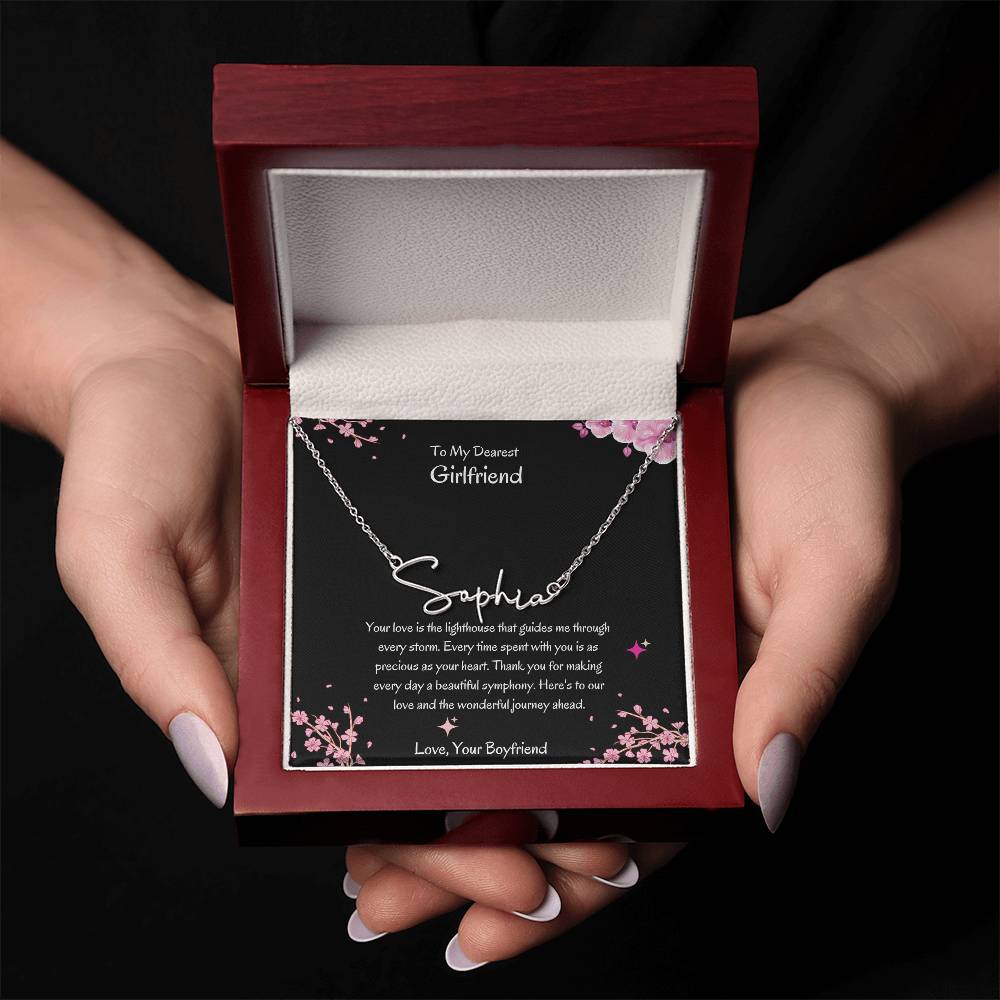 Signature Name Necklace for Her | Elegant Personalized Girlfriend Necklace - SOUVMOUR