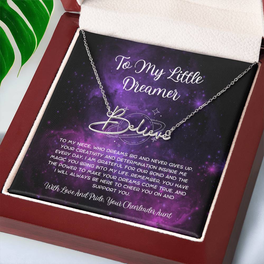 To My Little Dreamer - From Aunt to Niece Signature Name Necklace - SOUVMOUR