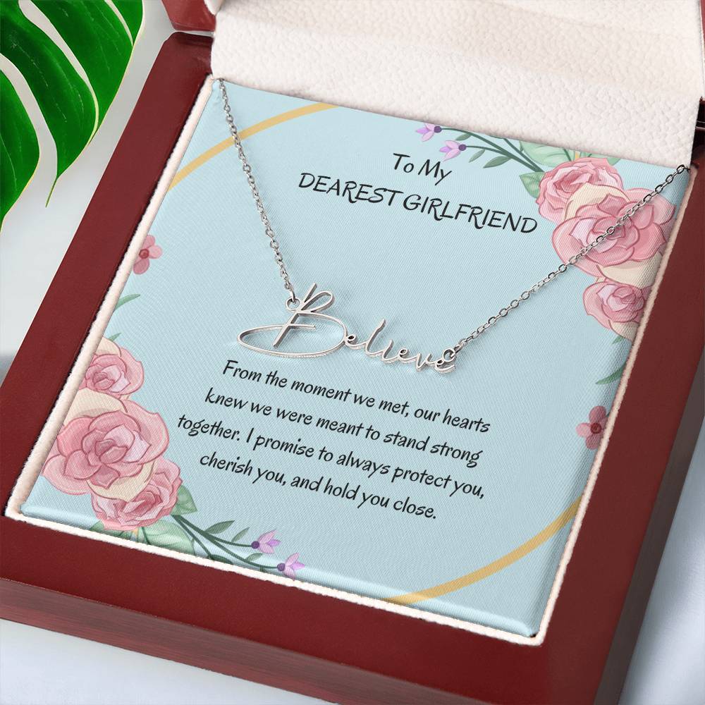 Custom Name Signature Style Necklace For Girlfriend | - SOUVMOUR