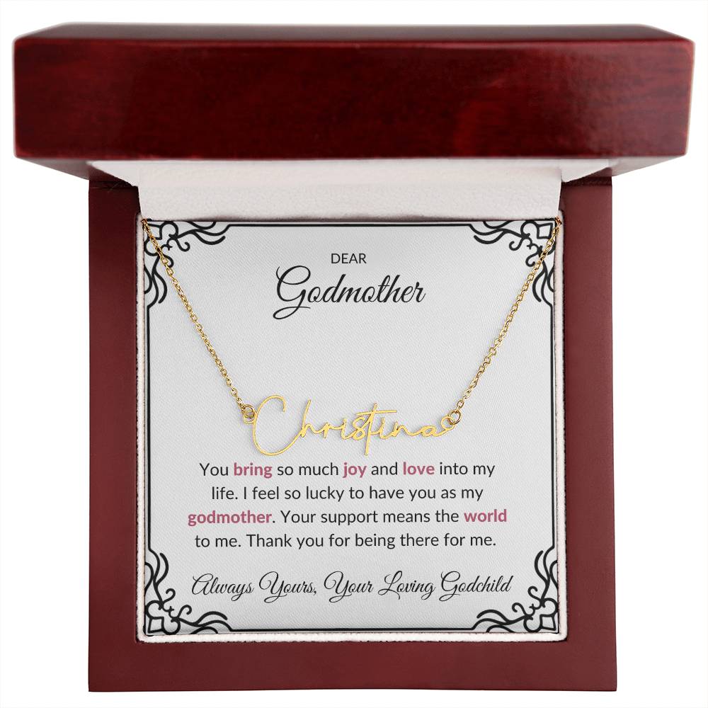 Signature Name Necklace for Lovely Godmother | A Cherished Keepsake to Treasure | Godmother Gift