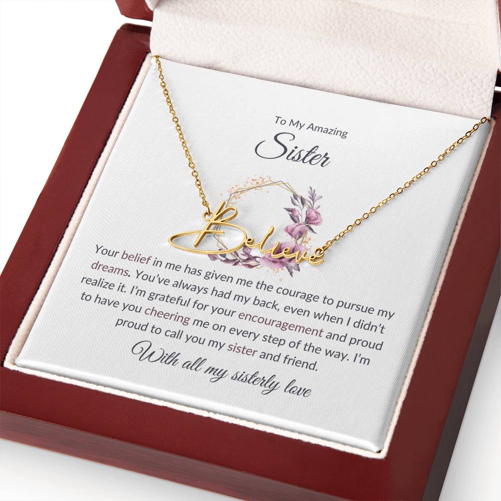 To My Amazing Sister Signature Style Custom Name Necklace | Gift for Sister | Necklace Gift for Sister
