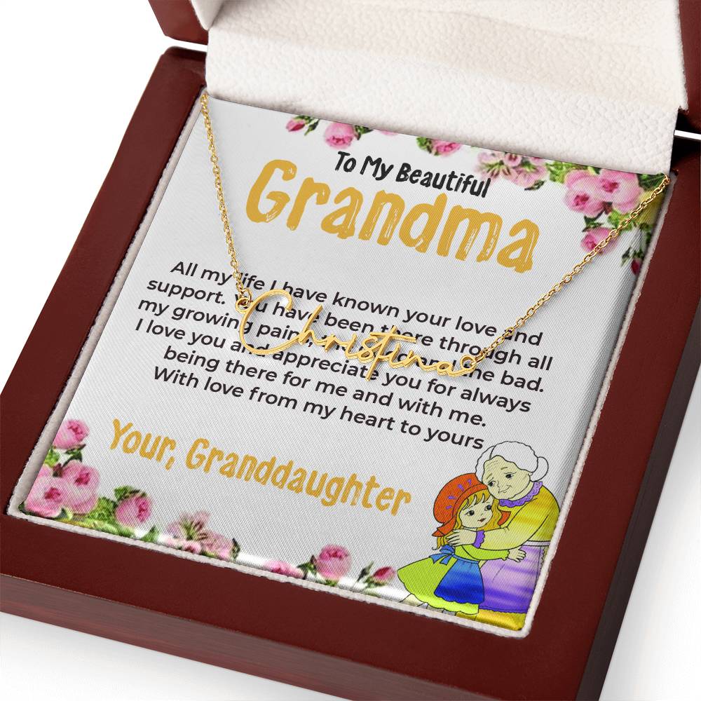 To My Beautiful Grandma | Signature Style Necklace Gift from Granddaughter | Gift for Grandma