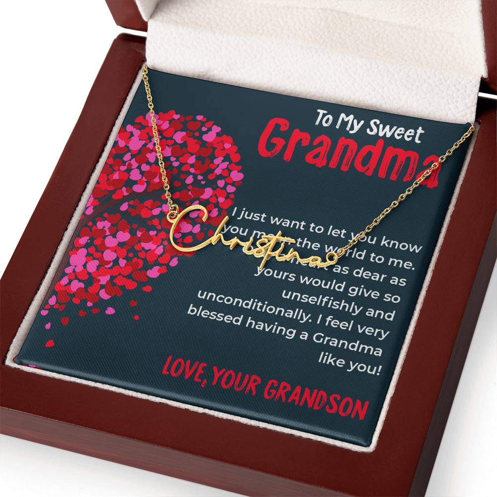 To My Sweet Grandma | Timeless Signature Style Necklace Gift from Grandson | Gift for Grandma