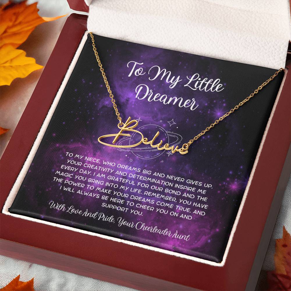 To My Little Dreamer - From Aunt to Niece Signature Name Necklace - SOUVMOUR