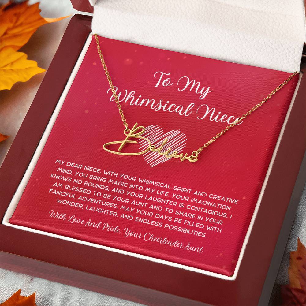 To My Whimsical Niece - From Aunt to Niece Signature Name Necklace - SOUVMOUR