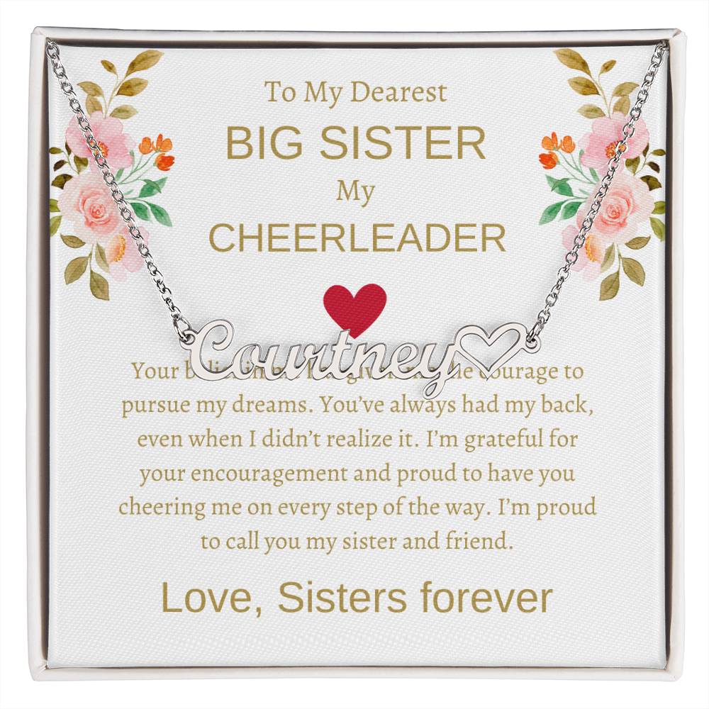 To My Dearest Big Sister Heart Name Necklace | Gift for Sister | Necklace Gift for Sister