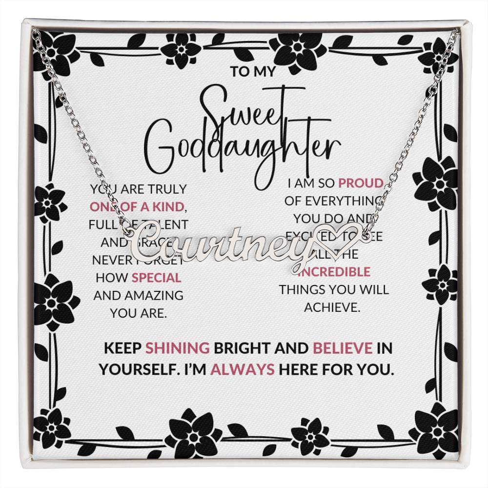 To My Sweet Goddaughter | Personalized Heart Name Necklace to Show Love