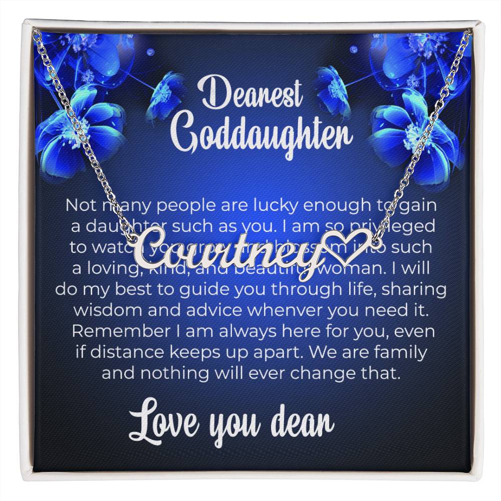 To My Dearest Goddaughter | Unique Heart Name Necklace with a Special Card