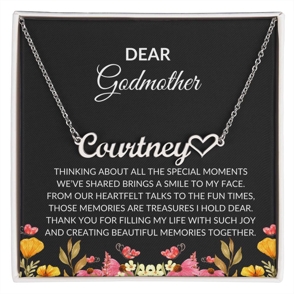 Heart Name Necklace for Dear Godmother | A Unique Gift Filled with Love | Godmother Gift