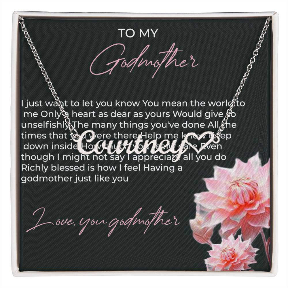 Heart Shape Name Necklace for Godmother | A Touching Tribute to Love | Godmother Gift