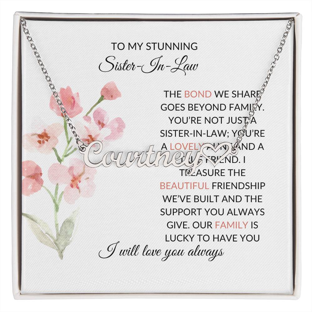 To My Stunning Sister-in-law Necklace Heart Shape Personalized Necklace | Sister-in-Law Gift